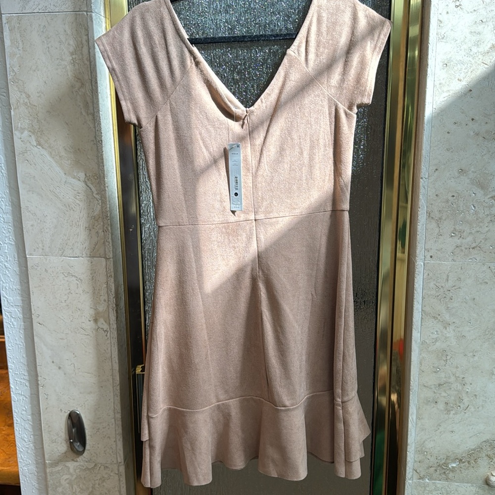 NWT Aqua Tan Beige Suede Like Dress Sz Large - Picture 4 of 6